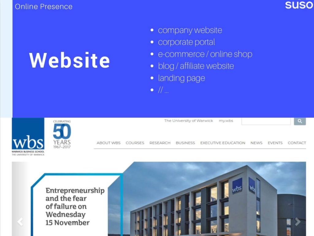 Slide 3 from the Warwick Business School online presence talk